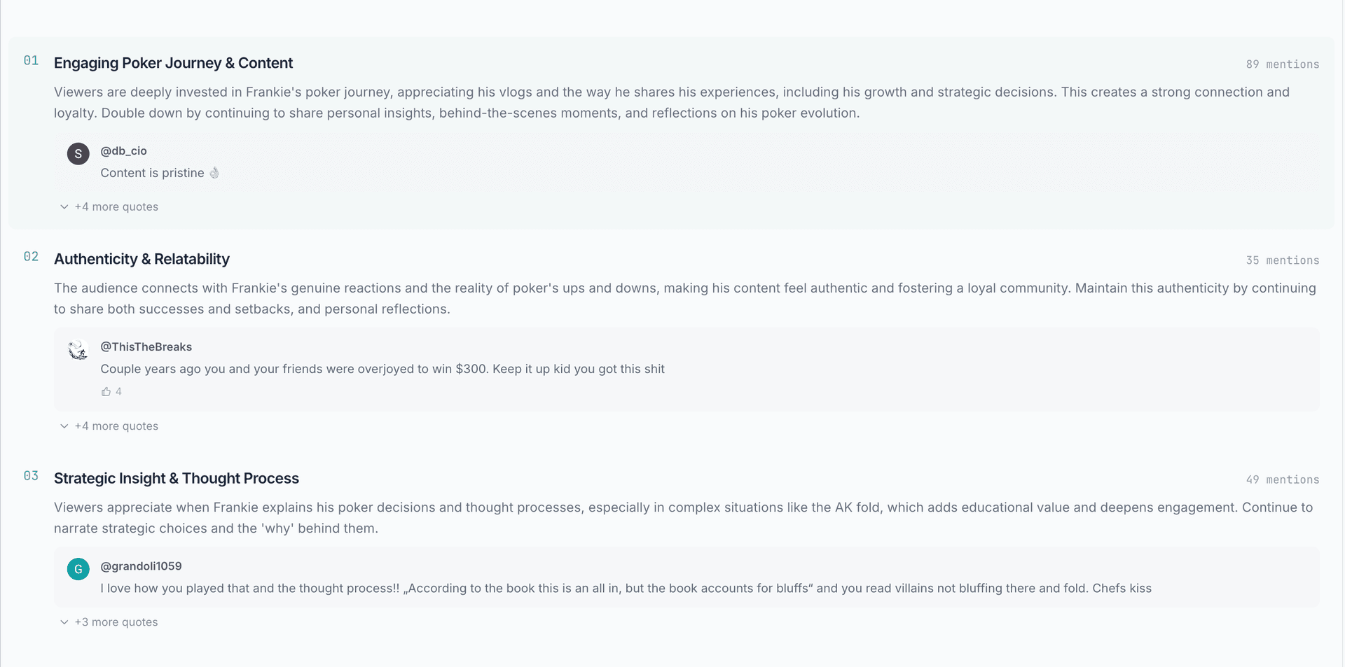 Capture : Cartes thématiques avec compteurs et liste de points clés